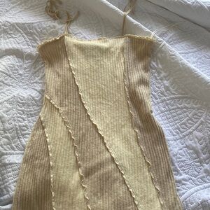 Beige mini dress with tie straps